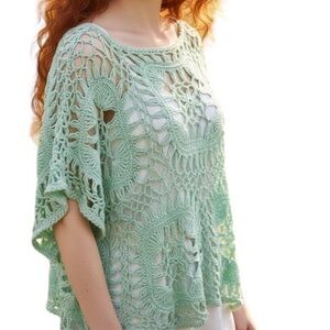 Maurices Green Crochet Coverup Layred Top Size XXL